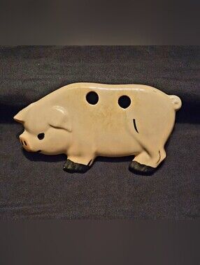 Vintage Ceramic Pig Scarf Slide or Bandana Tie 5" x 2.5" or Wall Decor